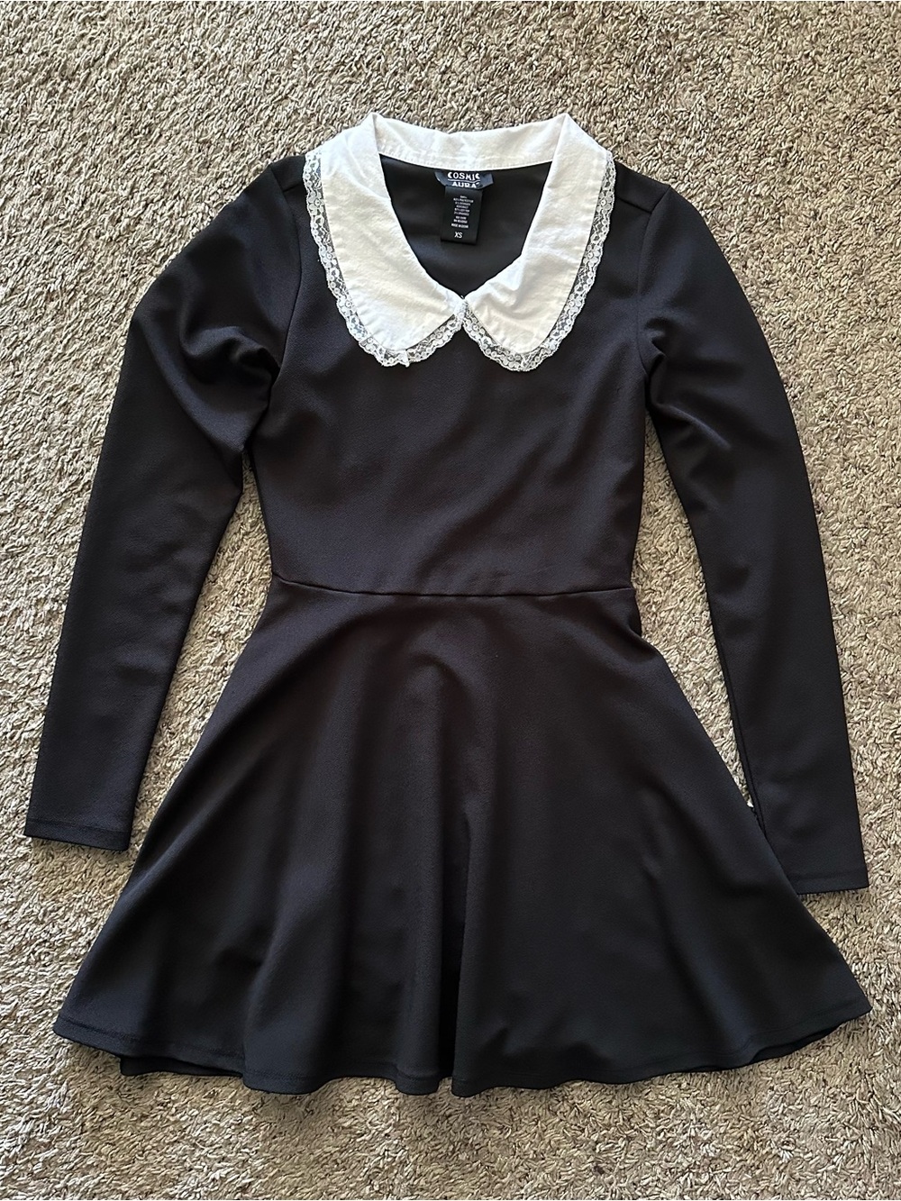 Cosmic Aura Peter Pan Collared Longsleeve Dress